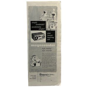 Magnecorder High Fidelity Tape Recorder Vintage Print Ad 1952 Magnecord